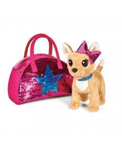 Мягкая игрушка Плюшевая собачка Блестящая мода с сумочкой 20 см Chi chi love