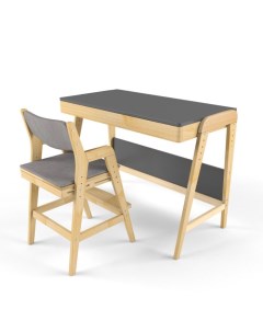 Комплект растущий стол и стул с чехлом Вуди серый без покрытия 38 попугаев
