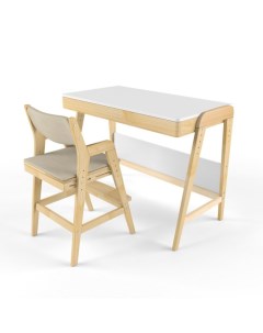 Комплект растущий стол и стул с чехлом Вуди белый без покрытия 38 попугаев