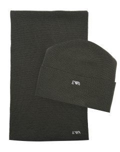 Комплект шапка и шарф хаки детский Emporio armani