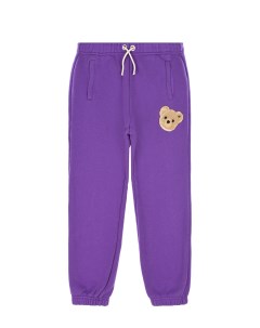 Фиолетовые спортивные брюки с патчем медвежонок детские Palm angels
