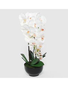 Цветок искусственный в горшке орхидея белая 4 цветка 62 см Fuzhou light