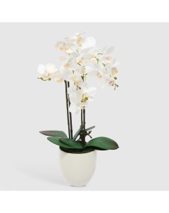 Цветок искусственный в горшке орхидея белая 58 см Fuzhou light