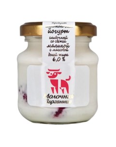Йогурт сливочный со свежей малиной 6 125 г Молочная здравница
