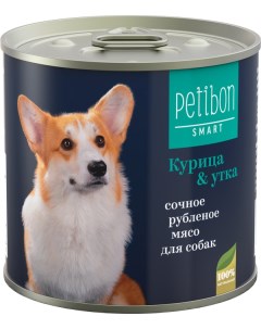 Влажный корм для собак Smart Рубленое мясо с курицей и уткой 0 24 кг Petibon