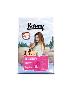 Сухой корм для кошек с индейкой и чувствительным пищеварением 1 5 кг Karmy