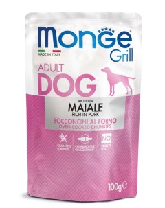 Влажный корм для собак Grill Pouch свинина пауч 0 1 кг Monge