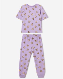 Фиолетовая пижама oversize с принтом для девочки Gloria jeans