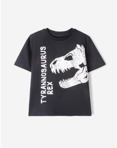 Тёмно серая футболка с динозавром для мальчика Gloria jeans