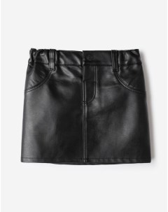 Чёрная юбка трапеция из экокожи для девочки Gloria jeans
