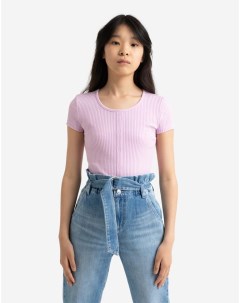 Сиреневая укороченная футболка Fitted для девочки Gloria jeans