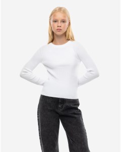 Белый базовый джемпер в рубчик для девочки Gloria jeans