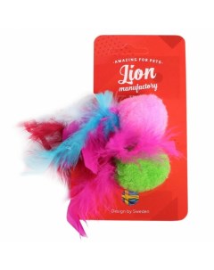 Lion игрушка для кошек Мячик плюш с перышками LMG K0006 B 4 см 2 шт в уп Lion manufactory