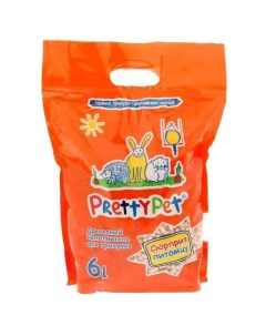 PrettyCat наполнитель древесный с морковными чипсами для грызунов и птиц 6 л Prettycat