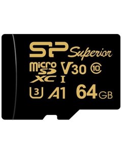 Флеш карта microSD 64GB Superior Golden A1 microSDXC Class 10 UHS I U3 A1 100 80 Mb s SD адаптер Silicon power