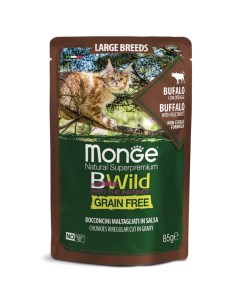 Корм для кошек Cat BWild Grain Free для крупных пород мясо буйвола с овощами пауч 85г Monge