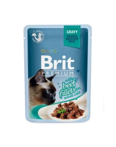 Корм для кошек Premium Cat Gravy Кусочки из филе говядины в соусе пауч 85г Brit*