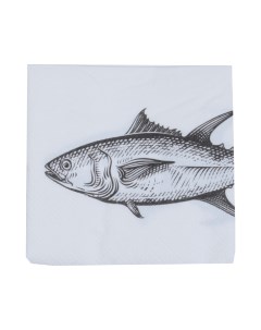 Салфетки бумажные 21х21 см 20 шт белые Рыба Kuchenland