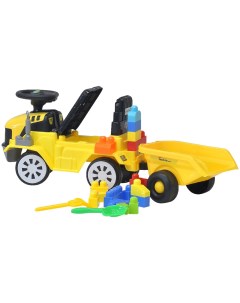 Детская каталка Builder truck ЕС 917T yellow c прицепом и кубиками Everflo
