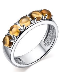 Кольцо с 5 цитринами из серебра Костромская ювелирная фабрика "алькор"