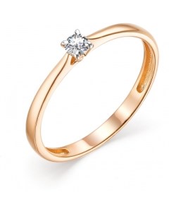 Кольцо с бриллиантом из красного золота Костромская ювелирная фабрика "алькор"