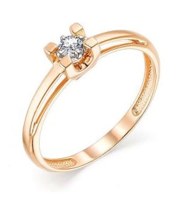 Кольцо с 1 бриллиантом из красного золота Костромская ювелирная фабрика "алькор"