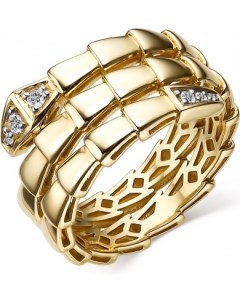 Кольцо Змейка с 6 бриллиантами из жёлтого золота Костромская ювелирная фабрика "алькор"