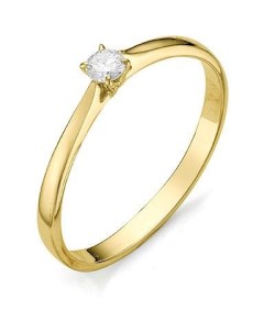 Кольцо с бриллиантом из желтого золота Костромская ювелирная фабрика "алькор"
