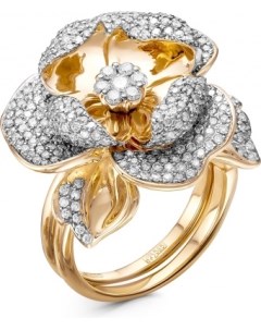Кольцо Цветок с 385 бриллиантами из красного золота Klondike