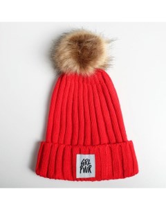 Женская шапка с помпоном Beautyfox GRL PWR 5212651 красный Beauty fox