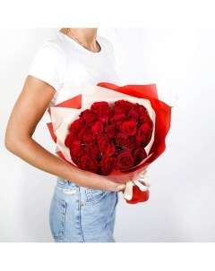 Букет из красных роз Кения 25 шт 35 см Л'этуаль flowers