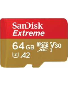 Флеш карта microSD 64GB microSDXC Class 10 UHS I A1 C10 V30 U3 Extreme 170MB s Sandisk