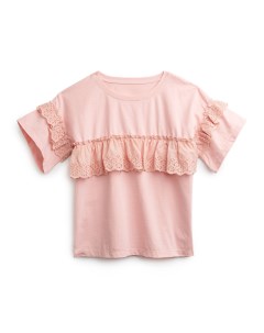 Розовая футболка с кружевом для девочки Playtoday tween