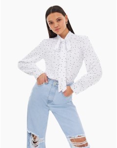 Молочная блузка с бантом в горошек Gloria jeans