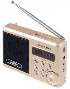 Портативная акустика Sound Ranger 2 Вт FM MP3 USB microSD BL 5C 1000mAh золотистый SV922AU Perfeo