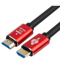 Кабель HDMI 1м AT5940 круглый черный красный Atcom