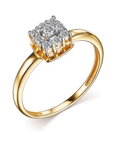 Кольцо с 9 бриллиантами из жёлтого золота Костромская ювелирная фабрика "алькор"