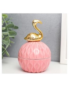 Шкатулка керамика Золотой фламинго розовая 13х7 5х7 5 см Nnb