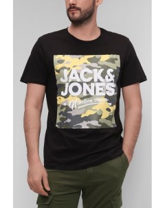 Хлопковая футболка с принтом Jack & jones