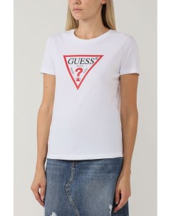 Хлопковая футболка с логотипом бренда Guess jeans