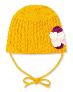Желтая вязаная шапка для девочки Playtoday baby