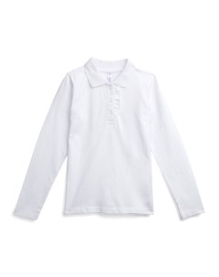 Белая футболка поло с длинным рукавом School by playtoday
