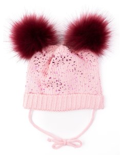 Розовая шапка с помпонами для девочки Playtoday baby