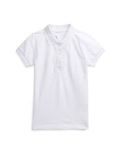 Белая футболка поло для девочки School by playtoday