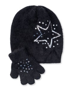 Комплект серые шапка и перчатки для девочки Playtoday kids