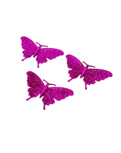Набор украшений елочных Бабочки 10см пластик розовый 3шт Нет марки