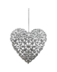 Украшение елочное подвеска декоративная Хрустальное сердце серебро Нет марки