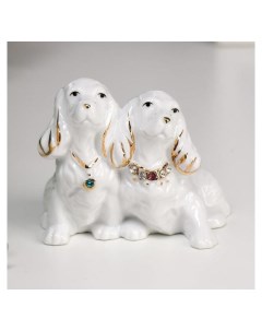 Сувенир керамика Собачки породы спаниель белый стразы 8 2х9 3х7 3 см Nnb