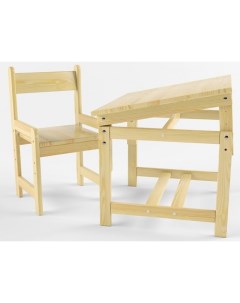 Растущий набор стол парта стул деревянный не окрашен Русские игрушки