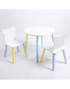 Baby Комплект детский стол круглый и два стула Мишка Rolti